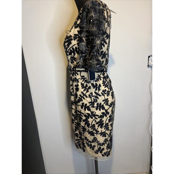 NWT Stunning Dress By Shani Tan With Sheer Overlay Black Sequin Appliqués Size 8 - Picture 6 of 11